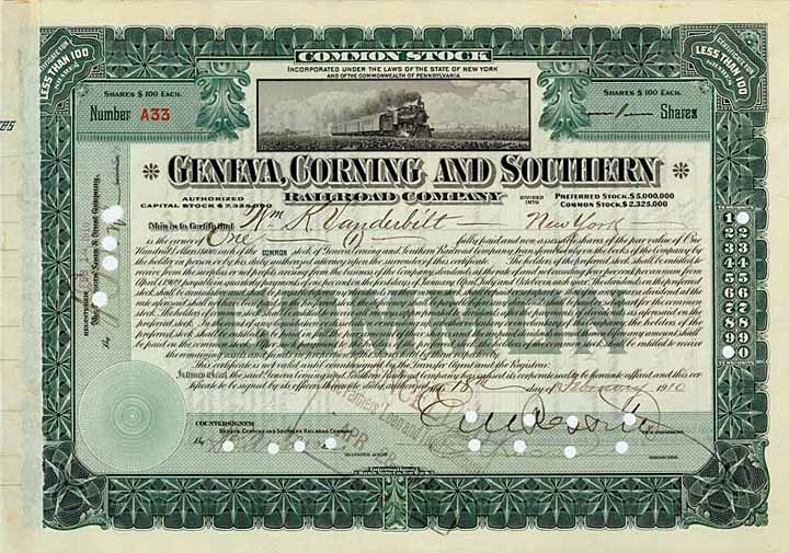 Geneva, Corning & Southern Railroad (OU W.K. Vanderbilt)