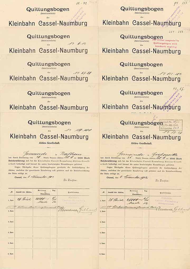 Kleinbahn Cassel-Naumburg AG (10 Stücke)