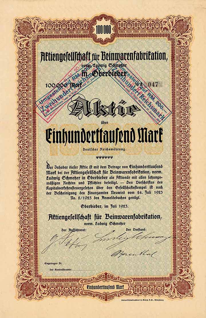 AG für Beinwarenfabrikation vorm. Ludwig Schmetzer