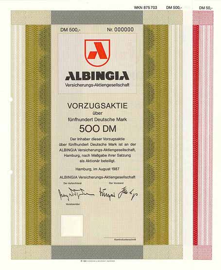 Albingia Versicherungs-AG (2 Stücke)