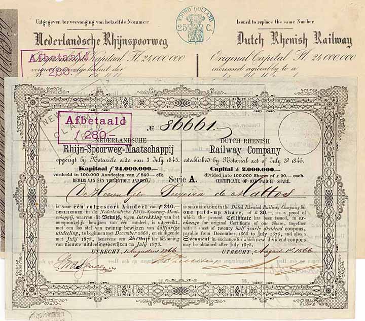 Dutch Rhenish Railway (Nederlandsche Rhijn-Spoorweg-Maatschappij) (2 Stücke)