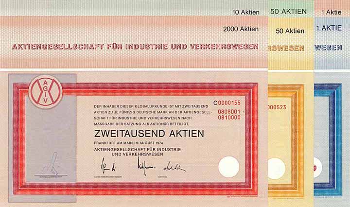 AG für Industrie und Verkehrswesen (8 Stücke)