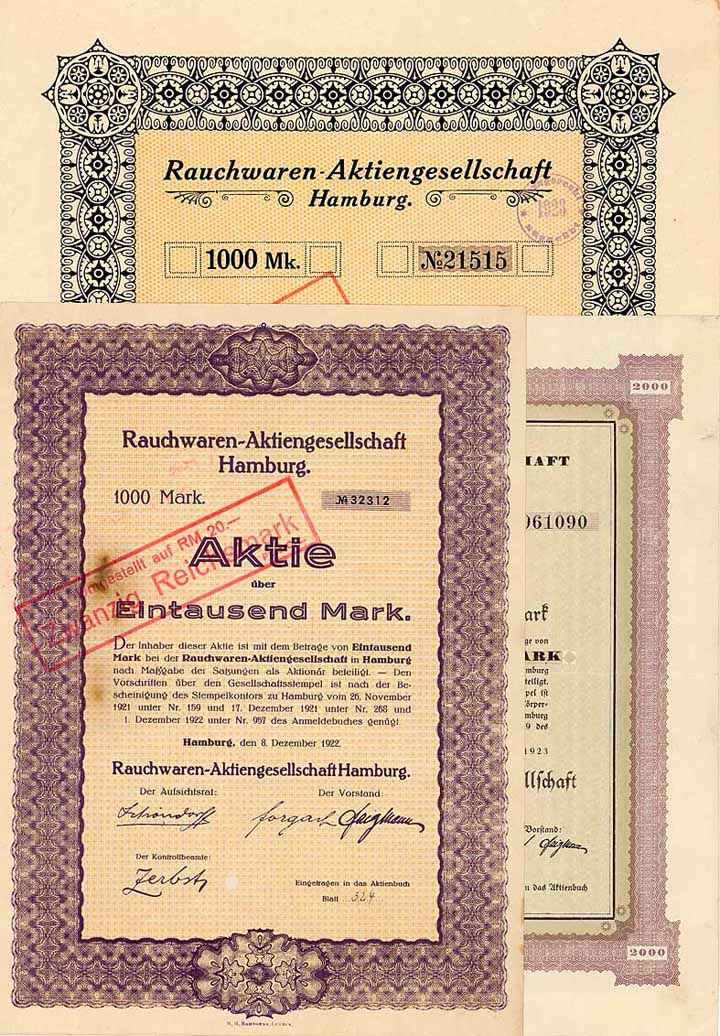 Rauchwaren-AG (3 Stücke)