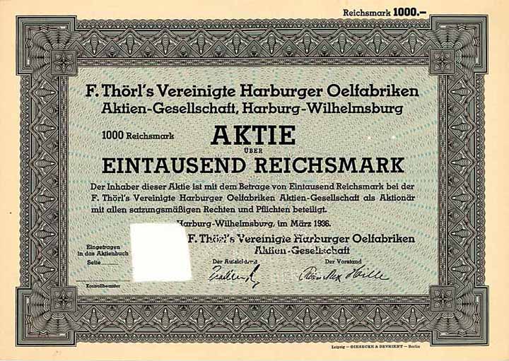 F. Thörl's Vereinigte Harburger Oelfabriken AG
