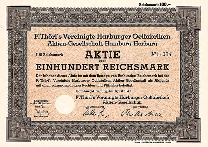 F. Thörl's Vereinigte Harburger Oelfabriken AG