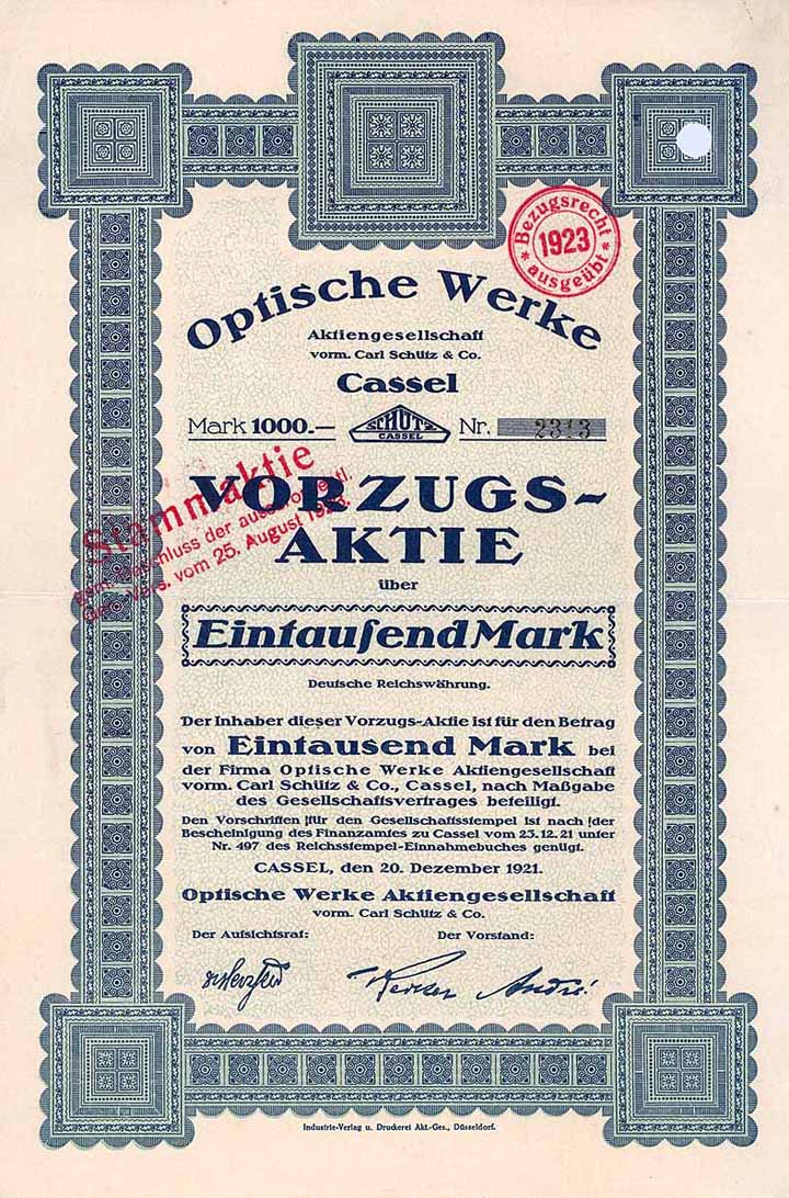 Optische Werke AG vorm. Carl Schütz & Co.