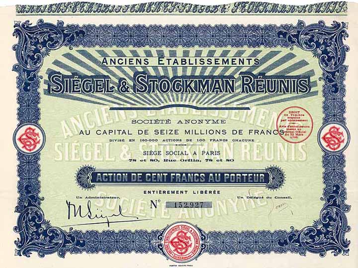 Anciens Établissements Siégel & Stockmann Réunis S.A.