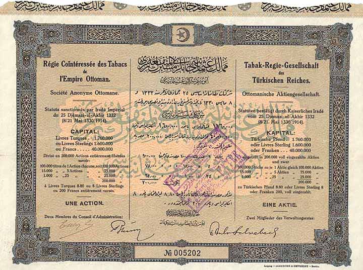 Tabak-Regie-Gesellschaft des Türkischen Reiches Ottomanische AG