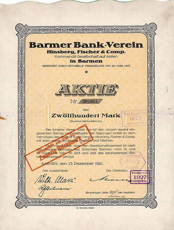 Barmer Bank-Verein Hinsberg, Fischer & Comp. KGaA