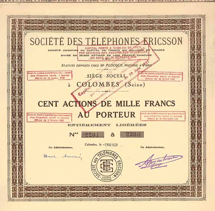 Société des Téléphones Ericsson S.A.