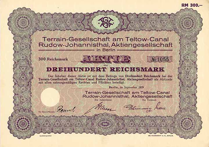 Terrain-Gesellschaft am Teltow-Canal Rudow-Johannisthal AG