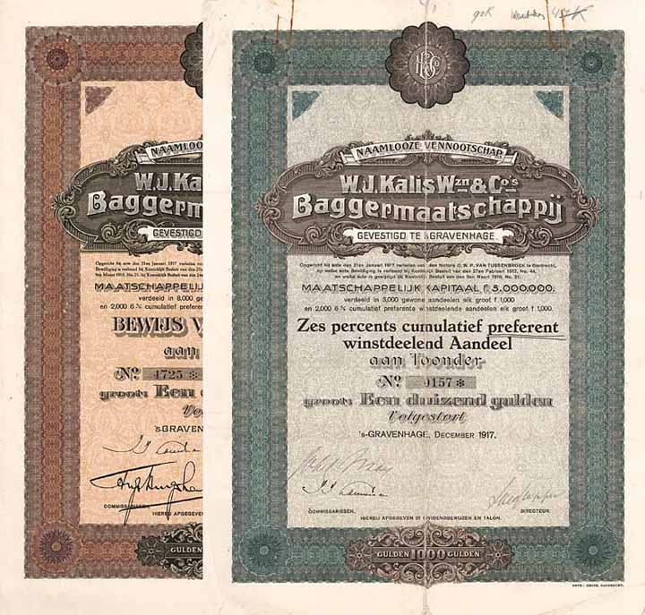 N.V. W.J. Kalis Wzn. & Co’s Baggermaatschappij (2 Stücke)