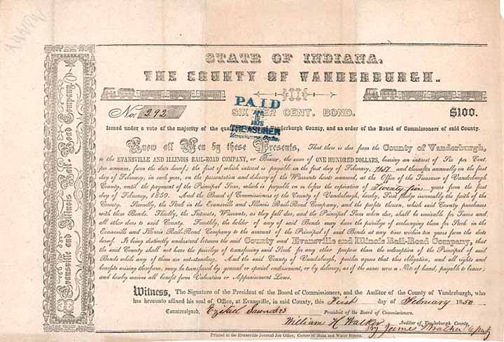 Evansville & Illinois Railroad - County of Vanderburgh