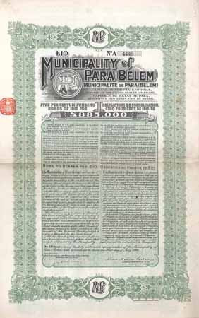Municipality of Pará (Belem) 5 % Funding Bonds of 1915