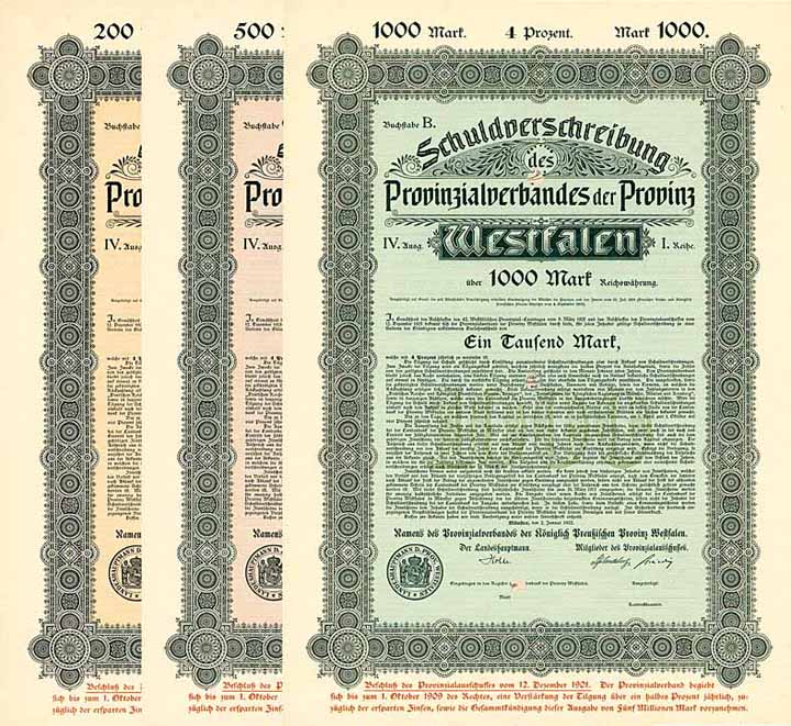 Provinzialverband der Provinz Westfalen (3 Stücke)