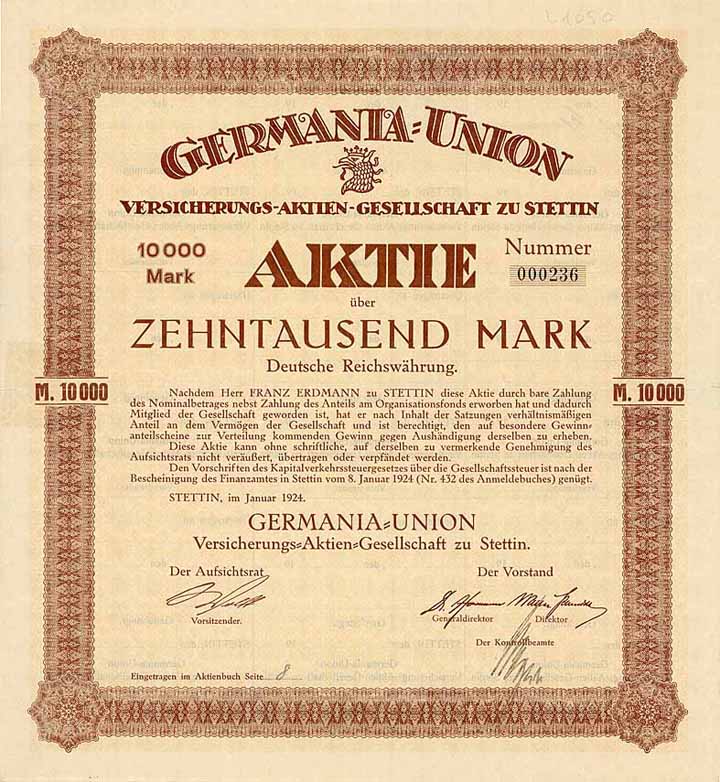 Germania-Union VersicherungsAG zu Stettin