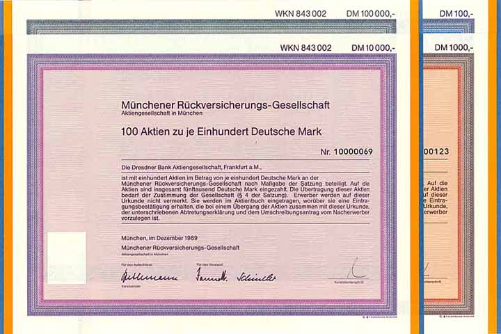 Münchener Rückversicherungs-Gesellschaft (5 Stücke)