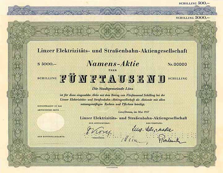 Linzer Elektrizitäts- und Straßenbahn-AG (2 Stücke)