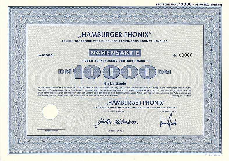 Hamburger Phoenix früher Gaedesche Versicherungs-AG