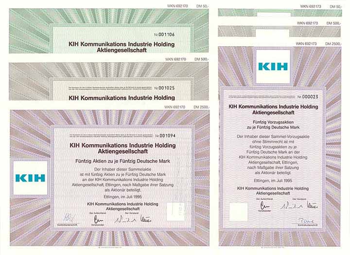 KIH Kommunikations Industrie Holding AG (6 Stücke)