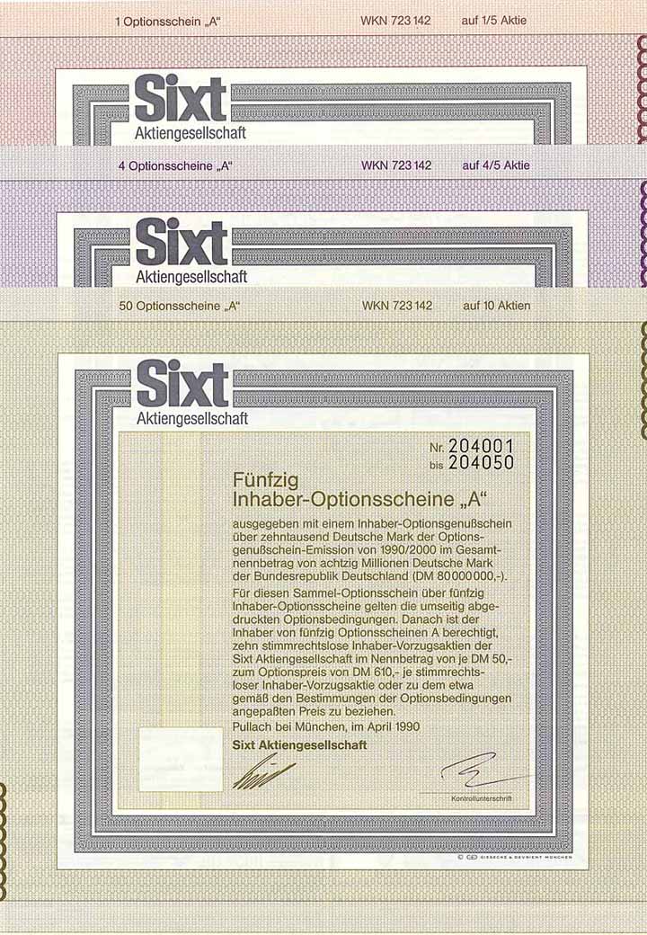 Sixt AG (6 Stücke)