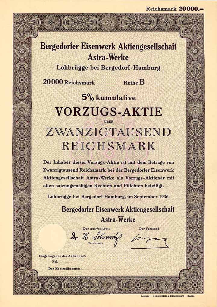 Bergedorfer Eisenwerk AG Astra-Werke