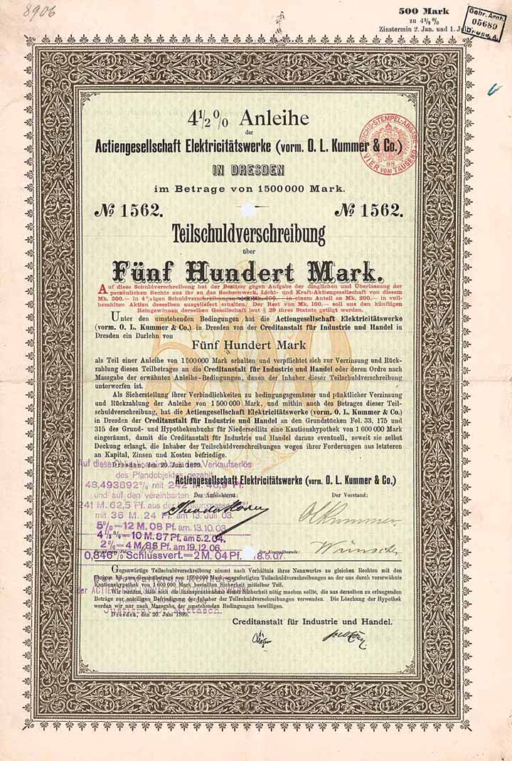 AG Elektricitätswerke (vorm. O.L. Kummer & Co.)