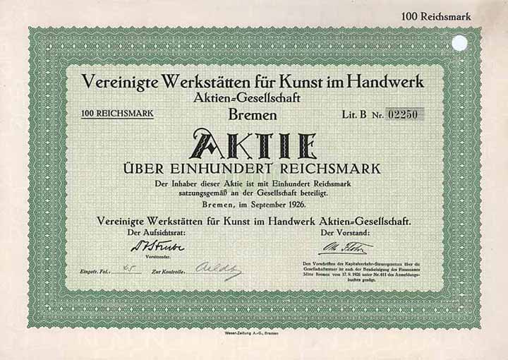 Vereinigte Werkstätten für Kunst im Handwerk AG