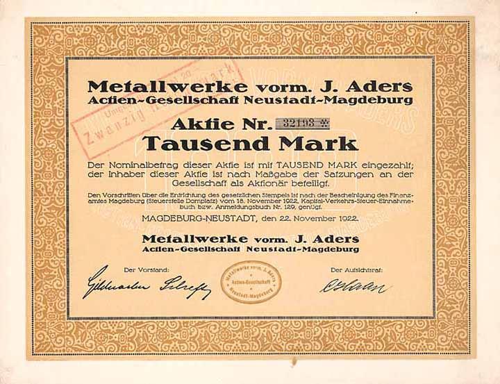 Metallwerke vorm. J. Aders AG