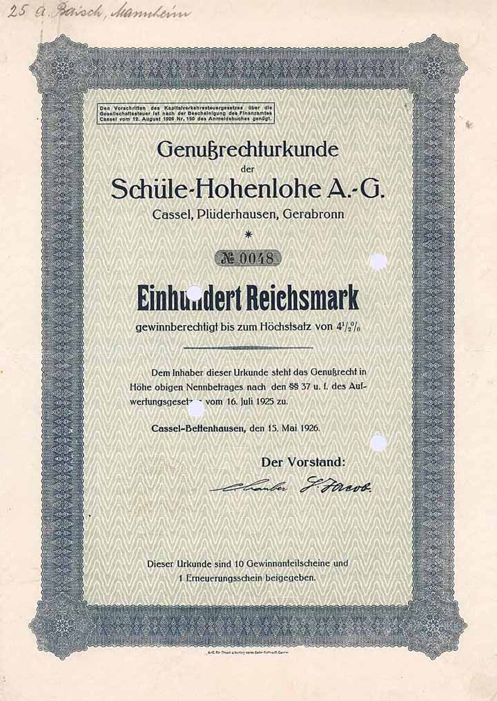 Schüle-Hohenlohe AG