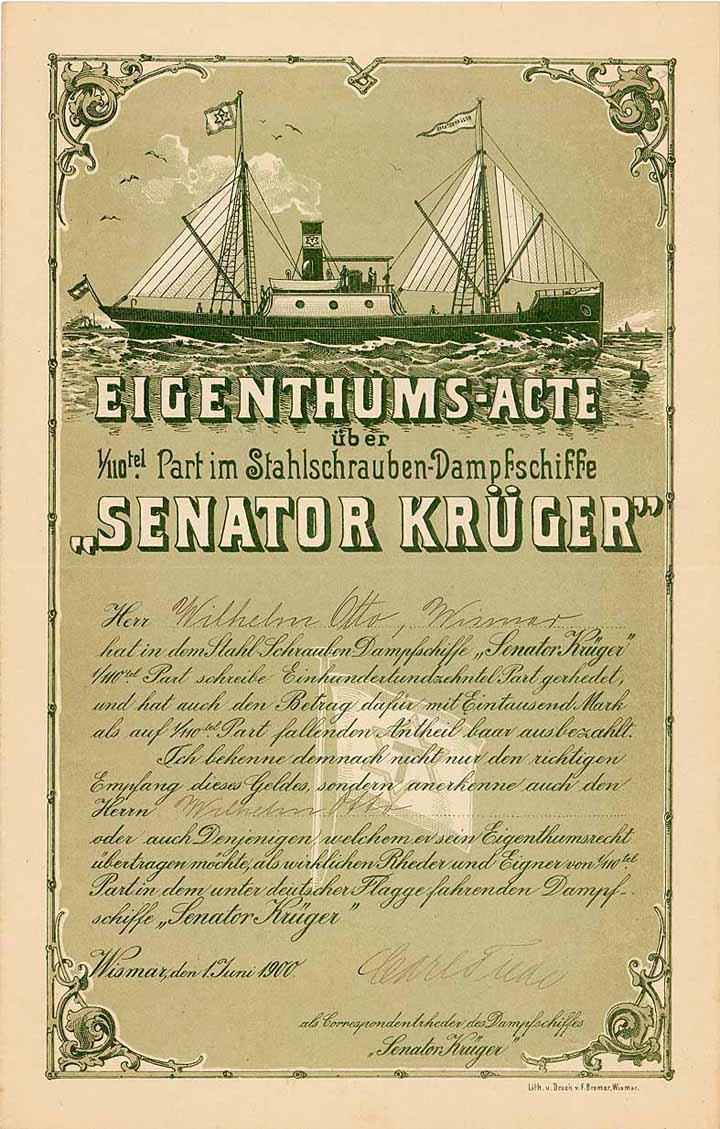 Stahl-Schrauben-Dampfschiff “Senator Krüger”