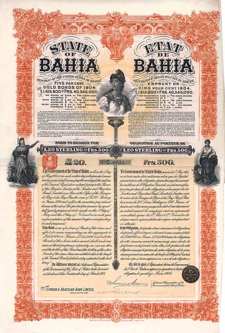 State of Bahia 5 % Gold Loan of 1904