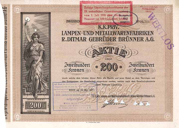 K.k.priv. Lampen- und Metallwarenfabriken R. Ditmar Gebrüder Brünner AG