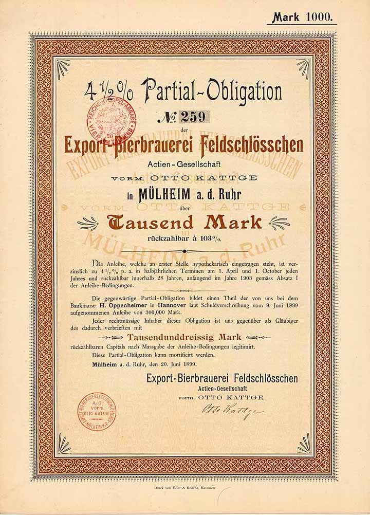 Export-Bierbrauerei Feldschlösschen AG vorm. Otto Kattge