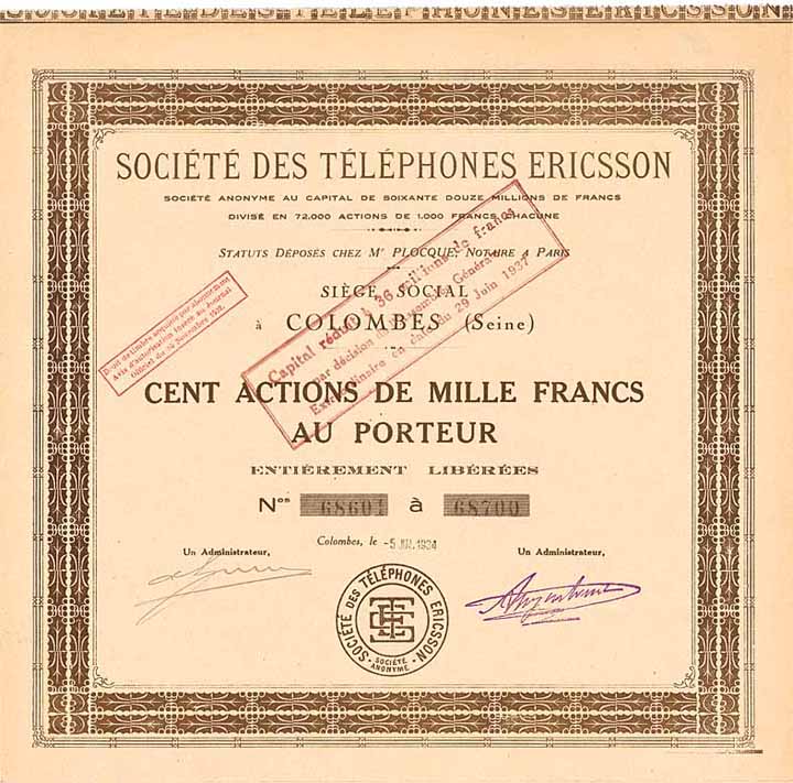 Société des Téléphones Ericsson S.A.