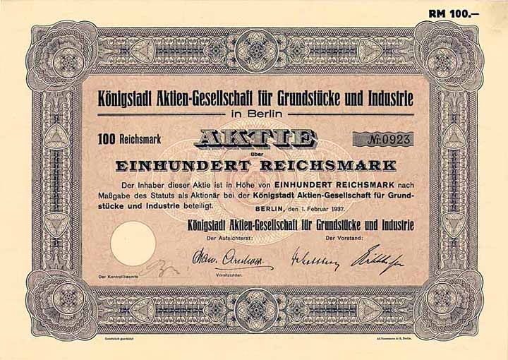 Königstadt AG für Grundstücke und Industrie