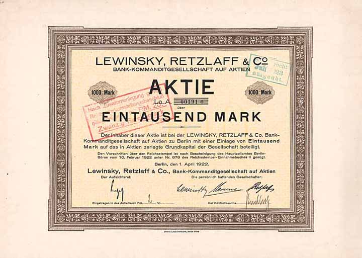 Lewinsky, Retzlaff & Co. Bank KGaA