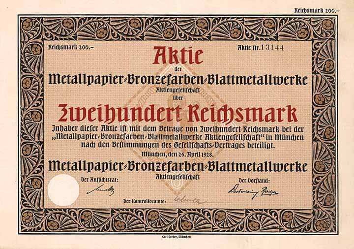 Metallpapier-Bronzefarben-Blattmetallwerke AG