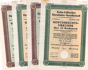 Eutin-Lübecker Eisenbahn-Gesellschaft - Konvolut (4 Stücke)