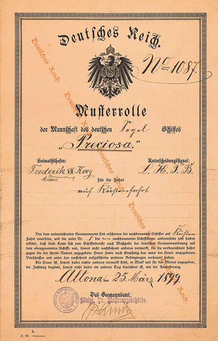 Deutsches Segel-Schiff “Preciosa”