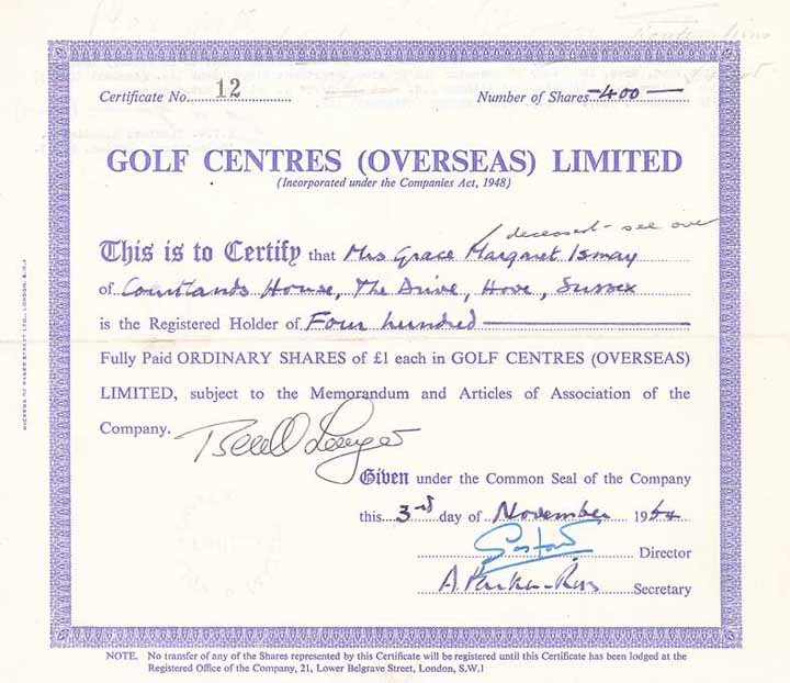 Golf Centres (Overseas) Ltd.