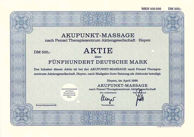 Akupunkt-Massage nach Penzel Therapiezentrum AG