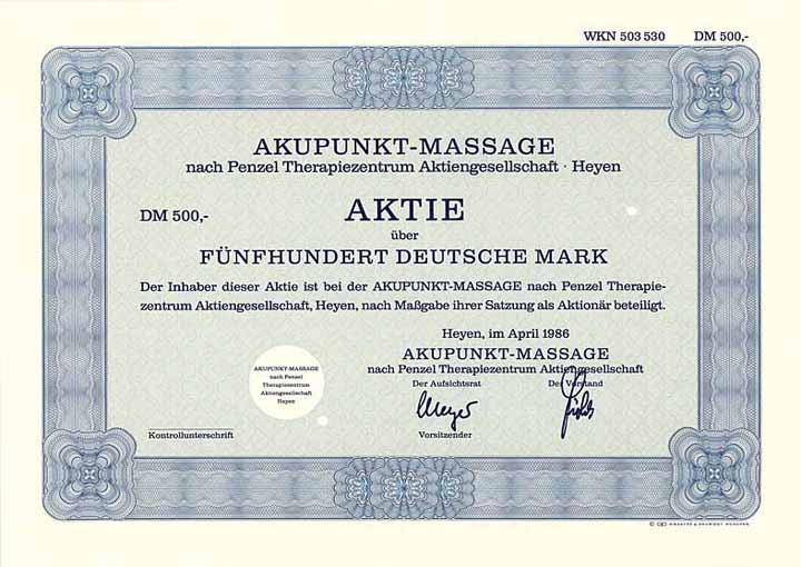 Akupunkt-Massage nach Penzel Therapiezentrum AG