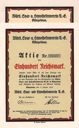 Württ. Spar- und Hypothekenverein AG (Konvolut 32 Stücke 1924/1927)