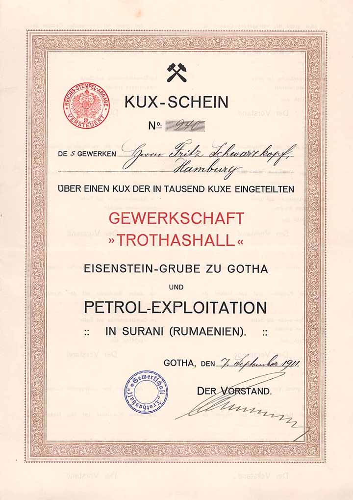 Gewerkschaft Trothashall Eisenstein-Grube und Petrol-Exploration