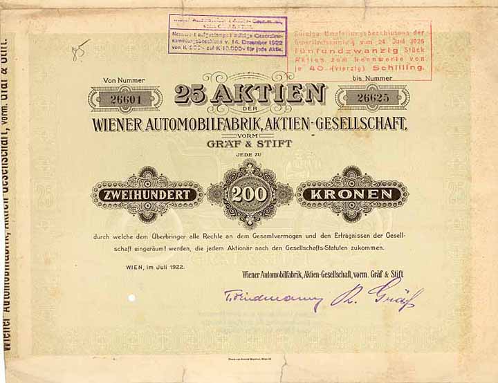Wiener Automobilfabrik AG vorm. Gräf & Stift