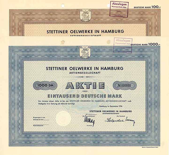 Stettiner Oelwerke AG (2 Stücke)