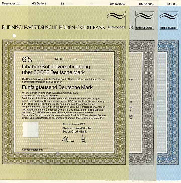 Rheinisch-Westfälische Boden-Credit-Bank (3 Stücke)