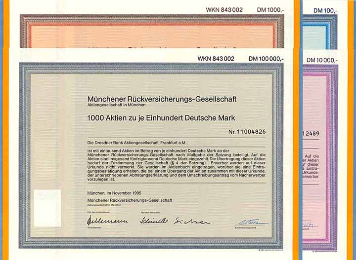 Münchener Rückversicherungs-Gesellschaft (4 Stücke)