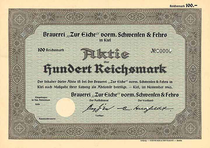 Brauerei "Zur Eiche" vorm. Schwensen & Fehrs